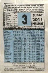 3 Şubat 2011 Takvim Yaprağı - Doğum Günü Hediyesi EFM(N)7556 - Gökçekoleksiyon