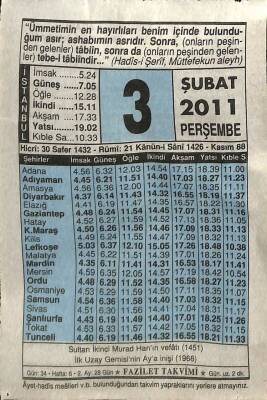 3 Şubat 2011 Takvim Yaprağı - Doğum Günü Hediyesi EFM(N)7556 - 1