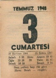 3 Temmuz 1948 Takvim Yaprağı EFM(N)1418 - 2