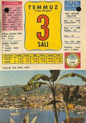 3 Temmuz 1973 Takvim Yaprağı - Doğum Günü Hediyesi EFM(N)11788 - Gökçekoleksiyon