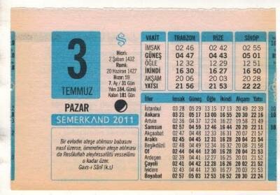 3 Temmuz 2011 Takvim Yaprağı EFM(N)1229 - 4