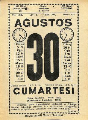 30 Ağustos 1969 Takvim Yaprağı - Doğum Günü Hediyesi EFM(N)11074 - 1