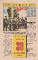 30 Ağustos 1978 Takvim Yaprağı -Doğum Günü Hediyesi EFM(N)6251 - Gökçekoleksiyon