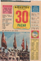 30 Ağustos 1981 Takvim Yaprağı EFM(N)2770 - 2