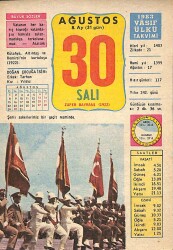 30 Ağustos 1983 Takvim Yaprağı - Doğum Günü Hediyesi EFM(N)9085 - Gökçekoleksiyon
