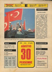 30 Ağustos 1984 Takvim Yaprağı - Doğum Günü Hediyesi EFM(N)9615 - Gökçekoleksiyon