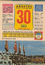 30 Ağustos 1988 Takvim Yaprağı - Doğum Günü Hediyesi EFM(N)9494 - Gökçekoleksiyon