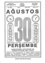 30 Ağustos 2001 Takvim Yaprağı - Doğum Günü Hediyesi EFMN14200 - Gökçekoleksiyon