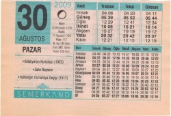 30 Ağustos 2009 Takvim Yaprağı EFM(N)2569 - 3