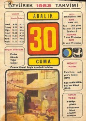 30 Aralık 1983 Takvim Yaprağı - Doğum Günü Hediyesi EFM(N)11514 - Gökçekoleksiyon