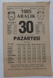 30 Aralık 1985 Takvim Yaprağı - Doğum Günü Hediyesi EFM(N)6875 - Gökçekoleksiyon