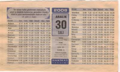 30 Aralık 2008 Takvim Yaprağı EFM(N)4465 - 2
