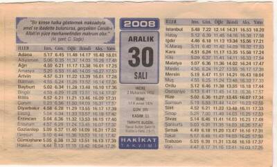 30 Aralık 2008 Takvim Yaprağı EFM(N)4465 - 1