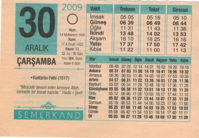 30 Aralık 2009 Takvim Yaprağı EFM(N)4404 - 3