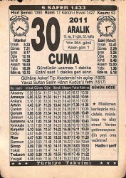 30 Aralık 2011 Takvim Yaprağı - Doğum Günü Hediyesi EFMN15229 - Gökçekoleksiyon