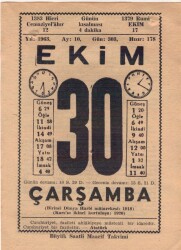 30 Ekim 1963 Takvim Yaprağı EFM(N)3583 - 3
