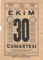 30 Ekim 1965 Takvim Yaprağı EFM(N)3582 - 3