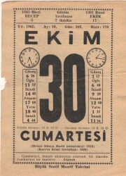 30 Ekim 1965 Takvim Yaprağı EFM(N)3582 - 2