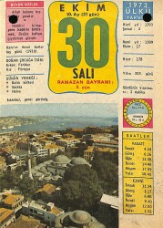 30 Ekim 1973 Takvim Yaprağı - Doğum Günü Hediyesi EFM(N)11748 - Gökçekoleksiyon