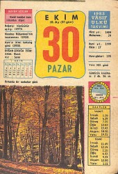 30 Ekim 1983 Takvim Yaprağı - Doğum Günü Hediyesi EFMN14721 - Gökçekoleksiyon