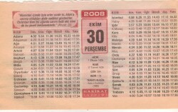 30 Ekim 2008 Takvim Yaprağı EFM(N)3247 - 2