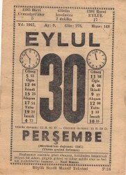 30 Eylül 1965 Takvim Yaprağı EFM(N)3646 - 1