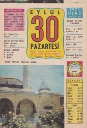 30 Eylül 1974 Takvim Yaprağı -Doğum Günü Hediyesi EFM(N)6400 - Gökçekoleksiyon