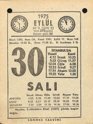 30 Eylül 1975 Takvim Yaprağı - Doğum Günü Hediyesi EFM(N)12516 - Gökçekoleksiyon