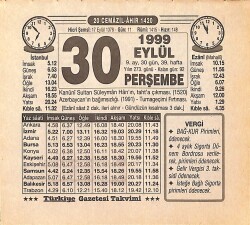 30 Eylül 1999 Takvim Yaprağı - Doğum Günü Hediyesi EFMN15477 - Gökçekoleksiyon