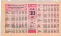 30 Eylül 2008 Takvim Yaprağı EFM(N)2936 - 1