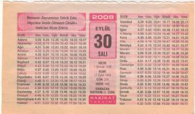 30 Eylül 2008 Takvim Yaprağı EFM(N)2936 - 1