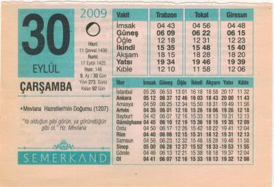 30 Eylül 2009 Takvim Yaprağı EFM(N)2953 - 1