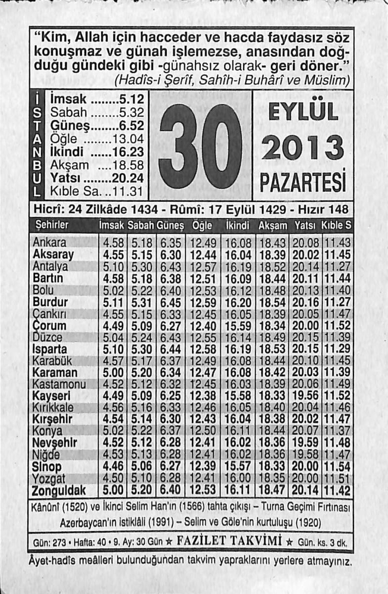 30 Eylül 2013 Takvim Yaprağı - Doğum Günü Hediyesi EFMN13598 - 1