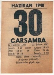 30 Haziran 1948 Takvim Yaprağı EFM(N)1415 - 3