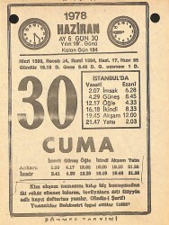 30 Haziran 1978 Takvim Yaprağı - Doğum Günü Hediyesi EFMN15360 - Gökçekoleksiyon