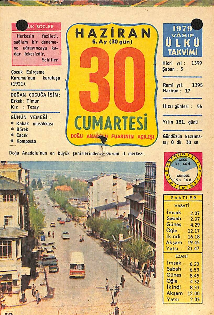 30 Haziran 1979 Takvim Yaprağı - Doğum Günü Hediyesi EFMN13724 - 1