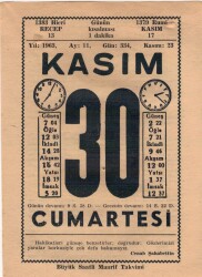 30 Kasım 1963 Takvim Yaprağı EFM(N)3711 - 3