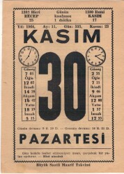 30 Kasım 1964 Takvim Yaprağı EFM(N)3712 - 2
