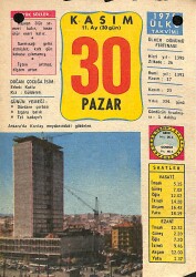 30 Kasım 1975 Takvim Yaprağı - Doğum Günü Hediyesi EFM(N)11871 - Gökçekoleksiyon
