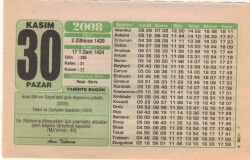 30 Kasım 2008 Takvim Yaprağı EFM(N)3826 - 1