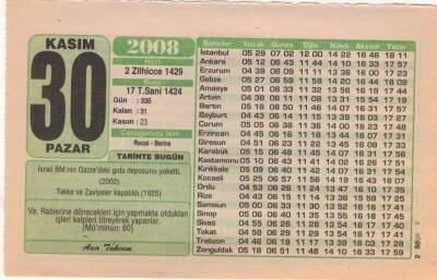 30 Kasım 2008 Takvim Yaprağı EFM(N)3826 - 1