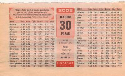 30 Kasım 2008 Takvim Yaprağı EFM(N)3914 - 1