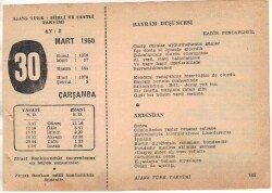 30 Mart 1960 Ajans Türk Takvim Yaprağı (Şiirli Saatli) EFM(N)1556 - 4