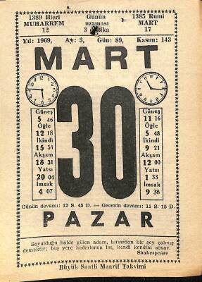 30 Mart 1969 Takvim Yaprağı - Doğum Günü Hediyesi EFM(N)10989 - 1
