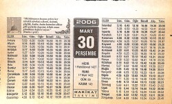 30 Mart 2006 Takvim Yaprağı - Doğum Günü Hediyesi EFMN13246 - Gökçekoleksiyon