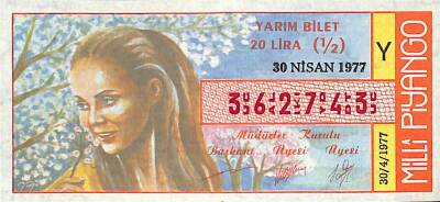 30 Nisan 1977 Piyango Bileti Yarım Bilet PYB6183 - 1