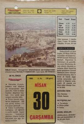 30 Nisan 1980 Takvim Yaprağı - Doğum Günü Hediyesi EFM(N)8414 - 2