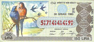 30 Nisan 1983 Piyango Bileti Çeyrek Bilet PYB6043 - 1