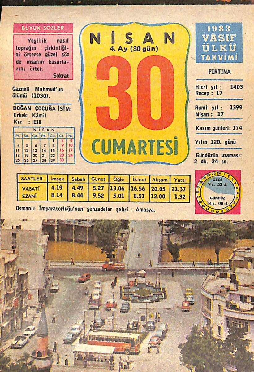 30 Nisan 1983 Takvim Yaprağı - Doğum Günü Hediyesi EFMN15132 - 1
