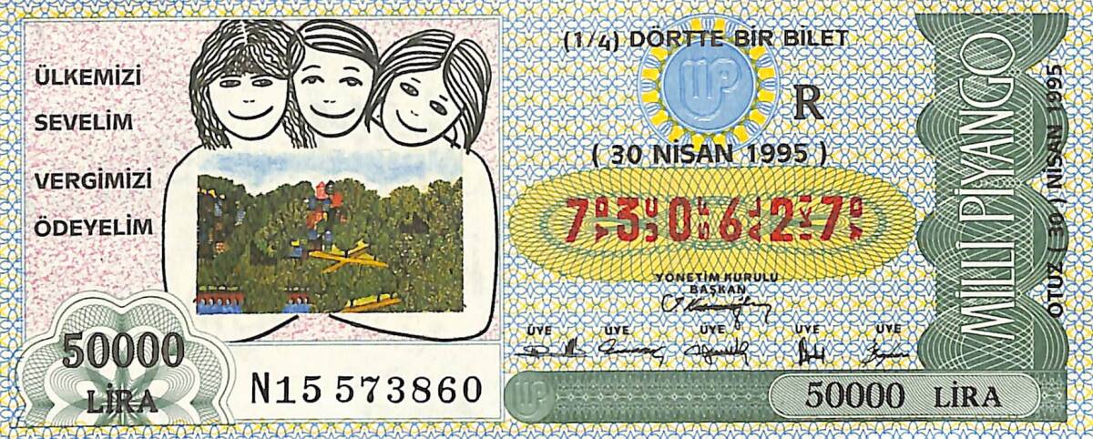 30 Nisan 1995 Piyango Bileti Dörtte Bir Bilet PYB6705 - 1